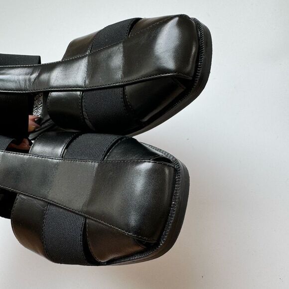 Mootsies Tootsies Fisherman Black Leather Strappy Slip On Size 9 Cut Out Grunge - Picture 6 of 9